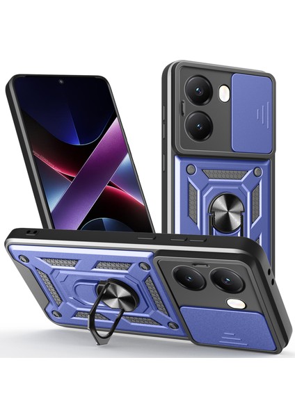 Xiaomi Redmi Için Turbo 4 5g/poco X7 Pro 5g Pc+Tpu Kickstand Kapak, Slayt Kamera Kapaklı-Mavi (Yurt Dışından)