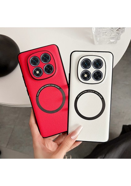 Xiaomi Redmi Note 14 Pro 5g Kılıf Için Düşmeyi Önleyici Pu Deri + Magsafe-Green ile Uyumlu Tpu Kapak (Yurt Dışından)