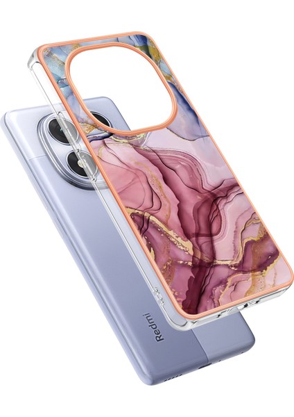 Xiaomi Poco X7 5g/xiaomi Redmi Not 14 Pro 5g Tpu Kılıf Mermer Desen 2.0mm Galvanik Telefon Arka Kapak-Gül Altın (Yurt Dışından)