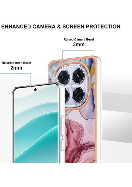 Xiaomi Poco X7 5g/xiaomi Redmi Not 14 Pro 5g Tpu Kılıf Mermer Desen 2.0mm Galvanik Telefon Arka Kapak-Gül Altın (Yurt Dışından)