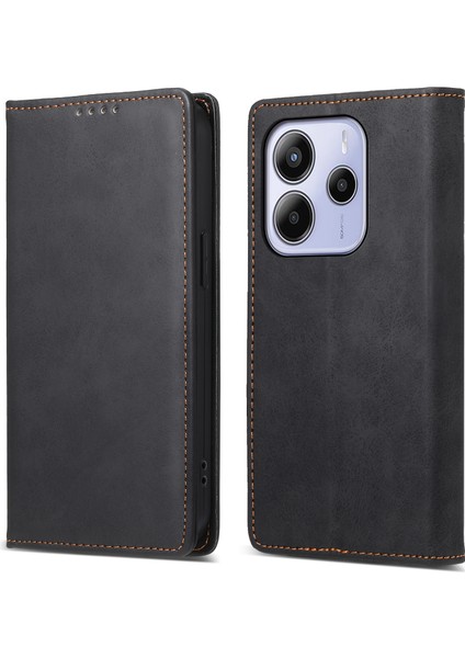Xiaomi Redmi Için Not 14 4g (163.25X76.55X8.16MM) Rfıd Engelleme Pu Deri Telefon Kapağı-Balck (Yurt Dışından)