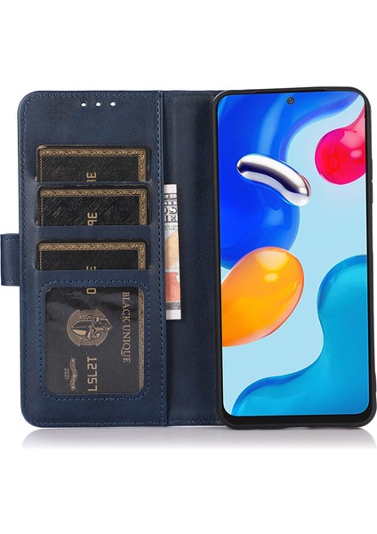 Xiaomi Poco X7 Pro 5g/redmi Turbo 4 5g Kılıf Sığır Derisi Doku Deri Cüzdan Stand-Mavi Için (Yurt Dışından)