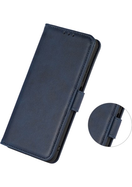 Xiaomi Poco X7 Pro 5g/redmi Turbo 4 5g Kılıf Sığır Derisi Doku Deri Cüzdan Stand-Mavi Için (Yurt Dışından)