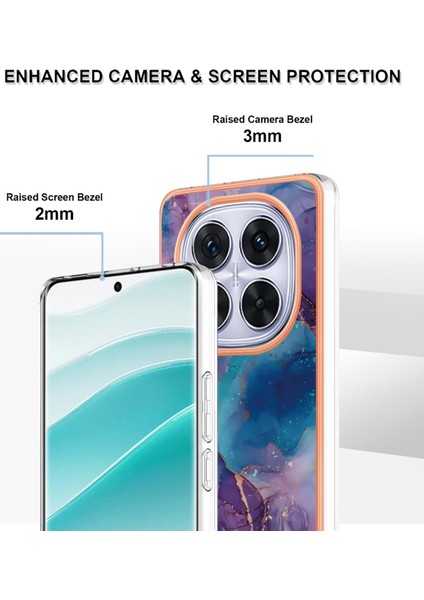 Xiaomi Poco X7 5g/xiaomi Redmi Not 14 Pro 5g Tpu Kılıf Mermer Desen 2.0mm Galvanik Telefon Arka Kapak-Mor (Yurt Dışından)