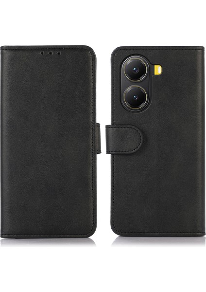 Xiaomi Poco X7 Pro 5g/redmi Turbo 4 5g Kılıf Sığır Derisi Doku Deri Cüzdan Stand-Balck ile (Yurt Dışından)