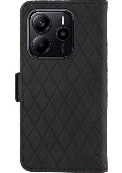 Xiaomi Redmi Için Not 14 4g (163.25X76.55X8.16MM) Flip Case Eşkenar Dörtgen Pu Deri Cüzdan Telefon Kapağı-Siyah (Yurt Dışından) fırsatları