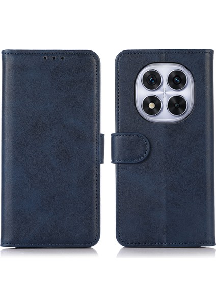Xiaomi Redmi Note 14 Pro 4g Kılıf Sığır Derisi Dokulu Deri Cüzdan Stand-Mavi Için (Yurt Dışından)