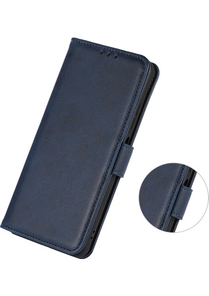 Xiaomi Redmi Note 14 Pro 4g Kılıf Sığır Derisi Dokulu Deri Cüzdan Stand-Mavi Için (Yurt Dışından)