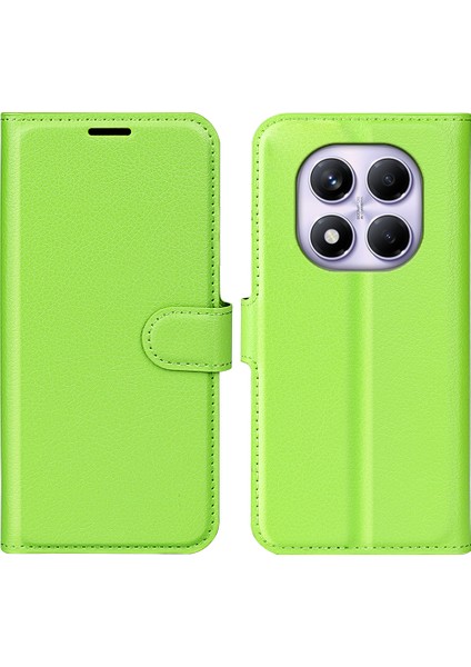 Xiaomi Redmi Note 14 Pro 4g Kılıf Litchi Doku Darbeye Dayanıklı Deri Cüzdan Telefon Kapağı-Yeşil (Yurt Dışından)