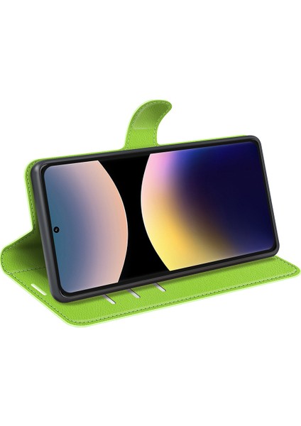 Xiaomi Redmi Note 14 Pro 4g Kılıf Litchi Doku Darbeye Dayanıklı Deri Cüzdan Telefon Kapağı-Yeşil (Yurt Dışından)