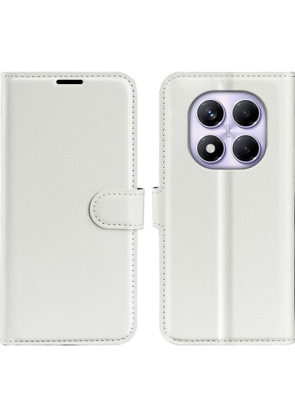 Xiaomi Redmi Note 14 Pro 4g Kılıf Litchi Doku Darbeye Dayanıklı Deri Cüzdan Telefon Kapağı-Beyaz (Yurt Dışından)