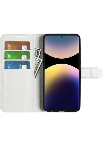 Xiaomi Redmi Note 14 Pro 4g Kılıf Litchi Doku Darbeye Dayanıklı Deri Cüzdan Telefon Kapağı-Beyaz (Yurt Dışından) modelleri