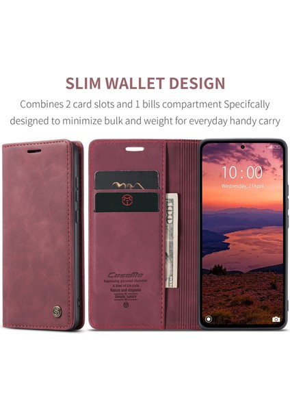 Xiaomi Redmi Note 14 4g (163.25X76.55X8.16MM) Caseme 013 Serisi Pu Deri Stand-Kırmızı (Yurt Dışından) modelleri