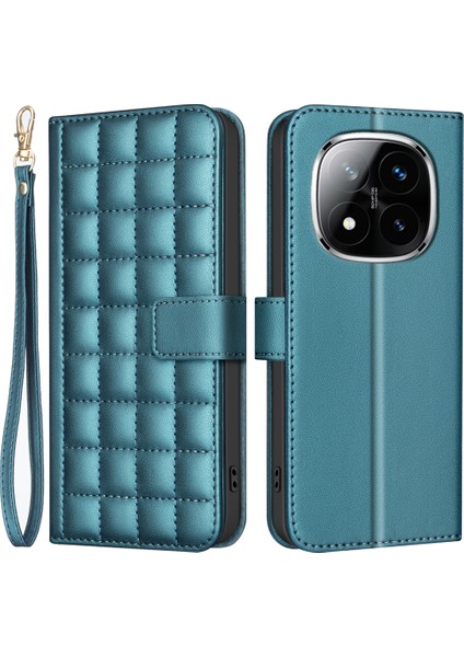 Xiaomi Redmi Note 14 Pro 4g Cüzdan Kare Izgara Telefon Kapağı-Yeşil (Yurt Dışından)