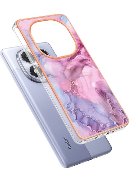Xiaomi Poco X7 5g/xiaomi Redmi Not 14 Pro 5g Tpu Kılıf Mermer Desen 2.0mm Galvanik Telefon Arka Kapak-Gül (Yurt Dışından)