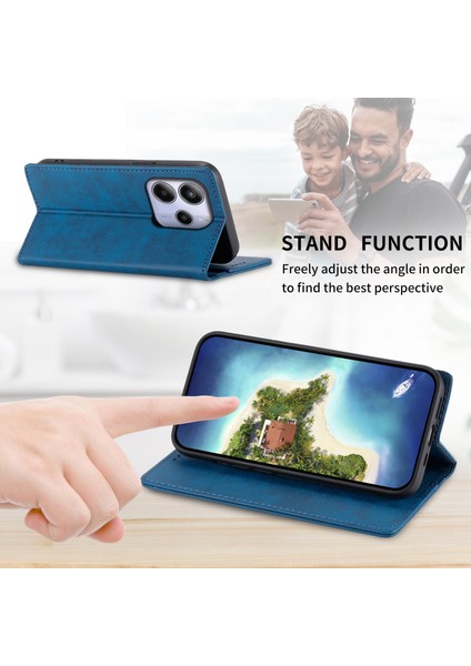 Xiaomi Redmi Note 14 4g (163.25X76.55X8.16MM) Rfıd Engelleme Pu Deri Telefon Kapağı-Mavi (Yurt Dışından) modelleri