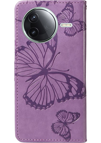 Xiaomi Redmi K80 Pro 5g/xiaomi Redmi K80 5g Çiçek Baskılı Deri Stand-Açık Mor Için (Yurt Dışından)