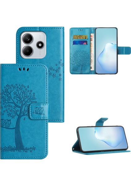 Xiaomi Redmi Note 14 4g (164.84X78.15X8.16MM) Kılıf Pu Deri Baykuş Ağacı Baskılı Cüzdan Telefon Kapağı-Mavi (Yurt Dışından) indirimleri