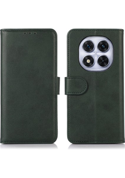 Xiaomi Redmi Note 14 Pro 4g Kılıf Sığır Derisi Dokulu Deri Cüzdan Standlı-Yeşil (Yurt Dışından)