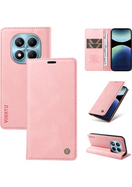 Xiaomi Redmi Note 14 Pro 4g Yıkatu YK-004 Cilt Dokunuşlu Cüzdan Telefon Kılıfları-Pembe (Yurt Dışından)