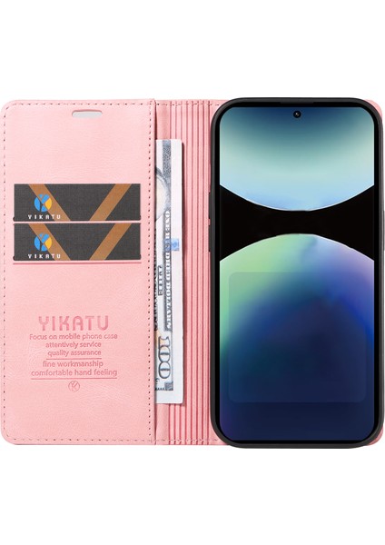 Xiaomi Redmi Note 14 Pro 4g Yıkatu YK-004 Cilt Dokunuşlu Cüzdan Telefon Kılıfları-Pembe (Yurt Dışından)