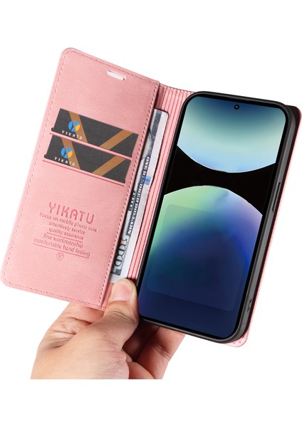Xiaomi Redmi Note 14 Pro 4g Yıkatu YK-004 Cilt Dokunuşlu Cüzdan Telefon Kılıfları-Pembe (Yurt Dışından)