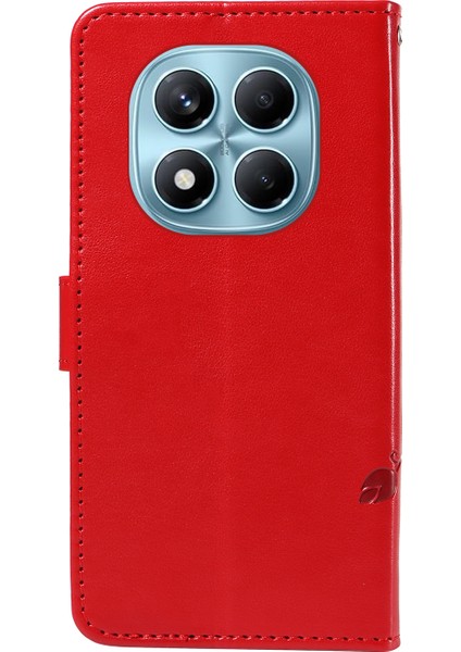 Xiaomi Redmi Note 14 Pro 4g Pu Çiçek Desenli Cüzdan Standlı Telefon Kapağı-Kırmızı (Yurt Dışından)
