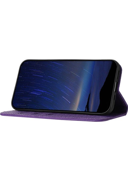 Xiaomi Redmi Note 14 Pro 4g Kılıf Dokuma Doku Pu Deri Cüzdan Telefon Kapağı-Mor Için (Yurt Dışından)