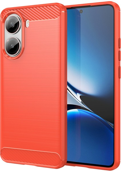 Xiaomi Redmi Turbo 4 5g Kılıf Koruyucu Karbon Fiber Doku Fırçalanmış-Kırmızı (Yurt Dışından)