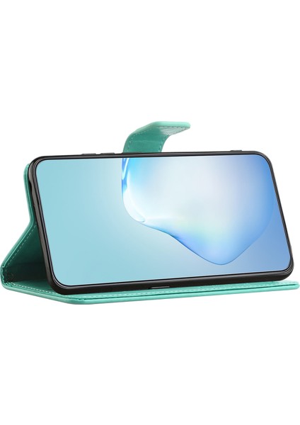 Xiaomi Redmi Note 14 4g (164.84X78.15X8.16MM) Kılıf Pu Deri Baykuş Ağacı Baskılı Cüzdan Telefon Kapağı-Mavi (Yurt Dışından)