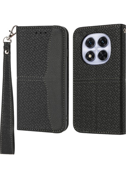 Xiaomi Redmi Note 14 Pro 4g Kılıf Dokuma Doku Pu Deri Cüzdan Telefon Kapağı-Balck Için (Yurt Dışından)