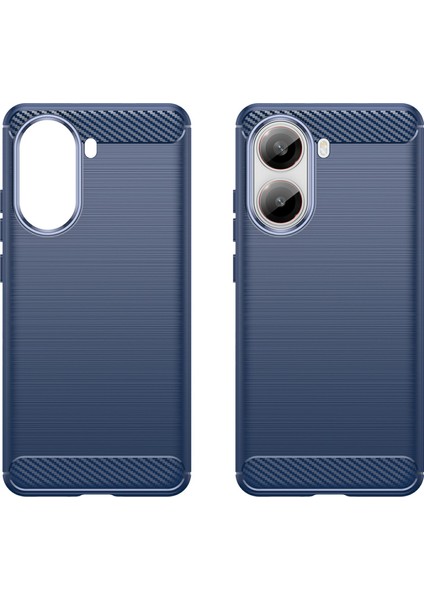 Xiaomi Redmi Turbo 4 5g Kılıf Koruyucu Karbon Fiber Doku Fırçalanmış-Mavi Için (Yurt Dışından) modelleri