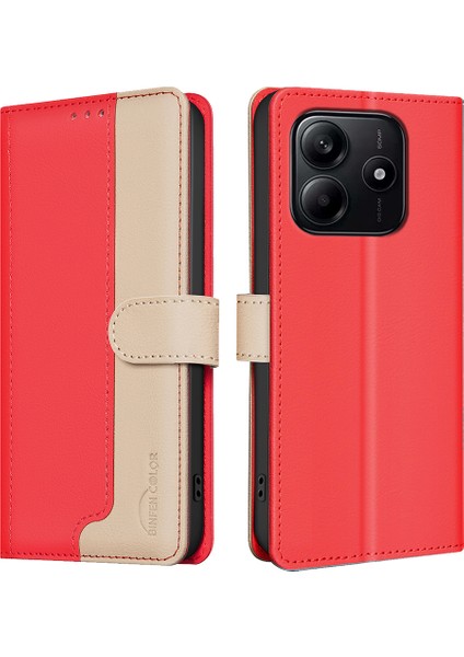Xiaomi Redmi Için Not 14 4g (163.25X76.55X8.16MM) Ekleme Renkli Rfıd Engelleme-Kırmızı (Yurt Dışından)