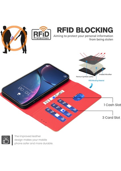 Xiaomi Redmi Için Not 14 4g (163.25X76.55X8.16MM) Ekleme Renkli Rfıd Engelleme-Kırmızı (Yurt Dışından) fırsatları