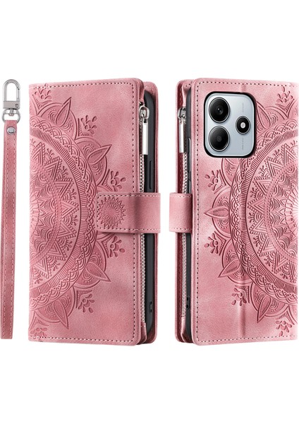 Xiaomi Redmi Note 14 4g (163.25X76.55X8.16MM) Pu Deri Mandala Çiçek Desenli-Gül Altın (Yurt Dışından)