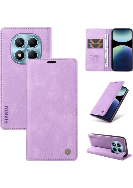 Xiaomi Redmi Note 14 Pro 4g Yıkatu YK-004 Cilt Dokunuşlu Cüzdan Telefon Kılıfları-Mor Için (Yurt Dışından)