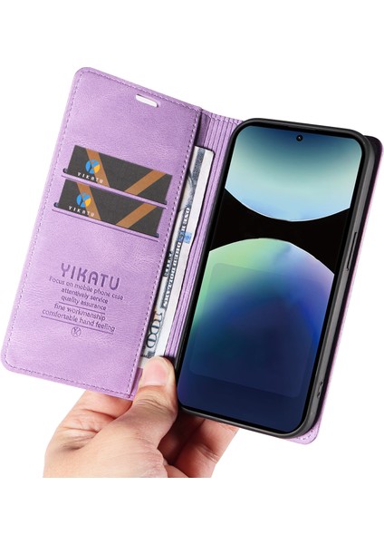 Xiaomi Redmi Note 14 Pro 4g Yıkatu YK-004 Cilt Dokunuşlu Cüzdan Telefon Kılıfları-Mor Için (Yurt Dışından)