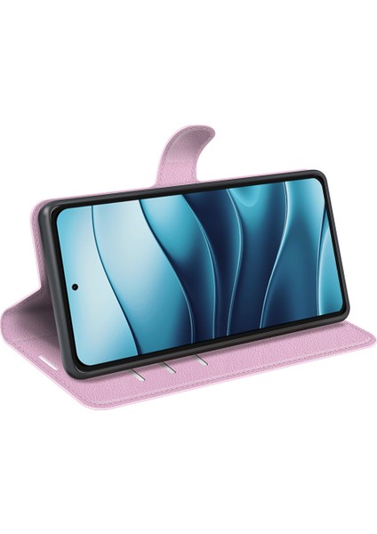 Xiaomi Redmi Için Not 14 4g (163.25X76.55X8.16MM) Kılıf Litchi Doku Darbeye Dayanıklı Deri Cüzdan Telefon Kapağı-Pembe (Yurt Dışından)