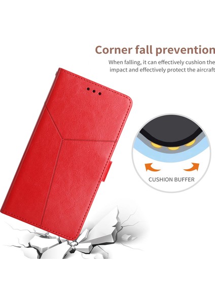 Xiaomi Redmi Note 14 Pro 4g Kılıf Y Şekilli Çizgiler Baskı Deri Telefon Kapağı-Kırmızı (Yurt Dışından)