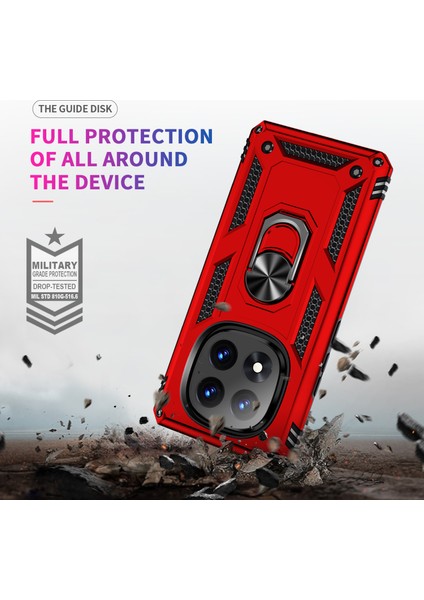 Xiaomi Redmi Note 14 Pro 5g/poco X7 5g Kılıf Pc+Tpu Döner Halkalı Kickstand-Kırmızı (Yurt Dışından)