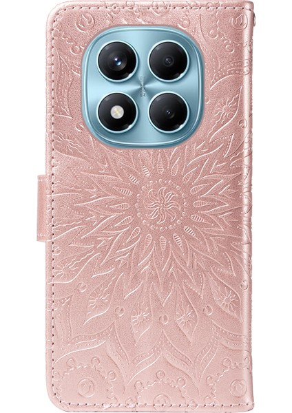 Xiaomi Redmi Note 14 Pro 4g Deri Ayçiçeği Baskılı Telefon Kılıfı - Rose Gold (Yurt Dışından)
