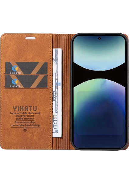 Xiaomi Redmi Note 14 Pro 4g Yıkatu YK-004 Cilt Dokunuşlu Cüzdan Telefon Kılıfları-Kahverengi (Yurt Dışından) fırsatları