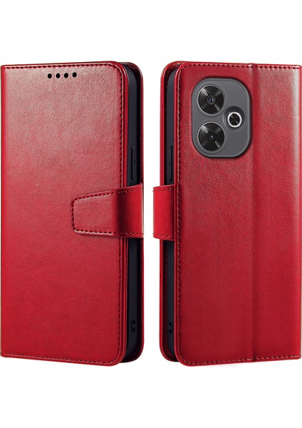Xiaomi Redmi 13 5g Kılıf Standı Kartlıklı Cüzdan Deri Telefon Kapağı-Kırmızı (Yurt Dışından)