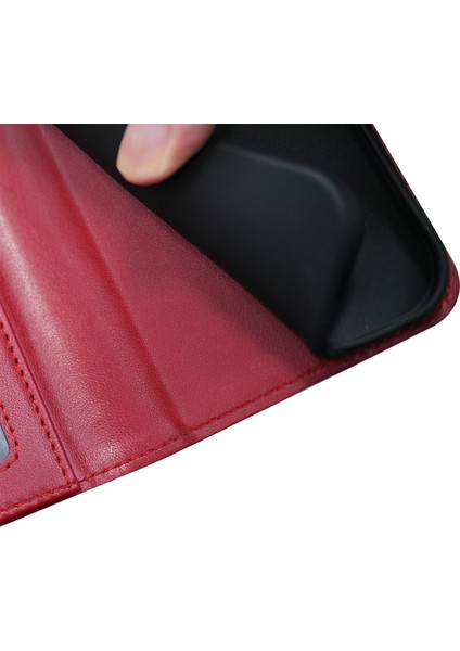 Xiaomi Redmi 13 5g Kılıf Standı Kartlıklı Cüzdan Deri Telefon Kapağı-Kırmızı (Yurt Dışından)