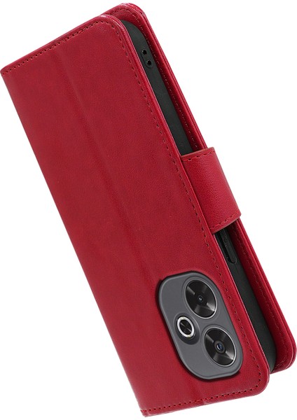 Xiaomi Redmi 13 5g Kılıf Standı Kartlıklı Cüzdan Deri Telefon Kapağı-Kırmızı (Yurt Dışından)