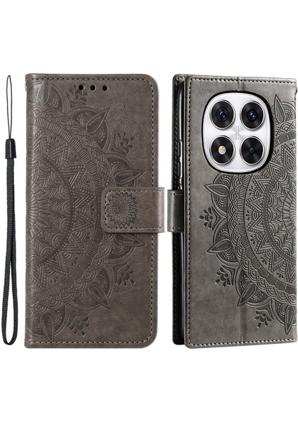 Xiaomi Redmi Için Not Not 14 Pro+ 5g/14 Pro 5g/poco X7 5g Baskılı Totem Pu Deri Cüzdan Telefon Kapağı-Gri (Yurt Dışından)