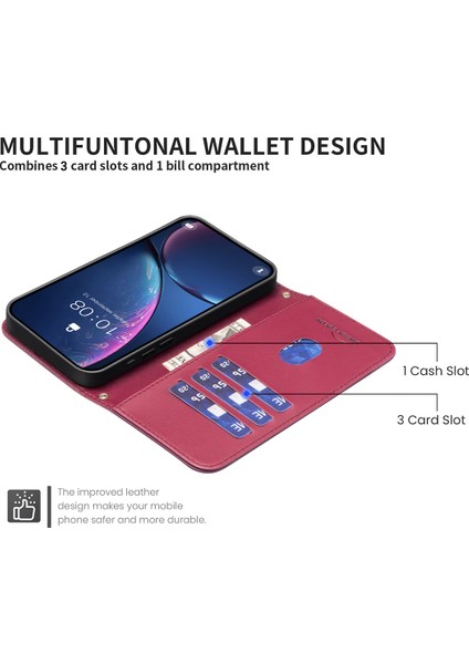 Xiaomi Redmi Note 14 4g (163.25X76.55X8.16MM) Cüzdan Kare Izgara Telefon Kapağı-Kırmızı (Yurt Dışından) modelleri