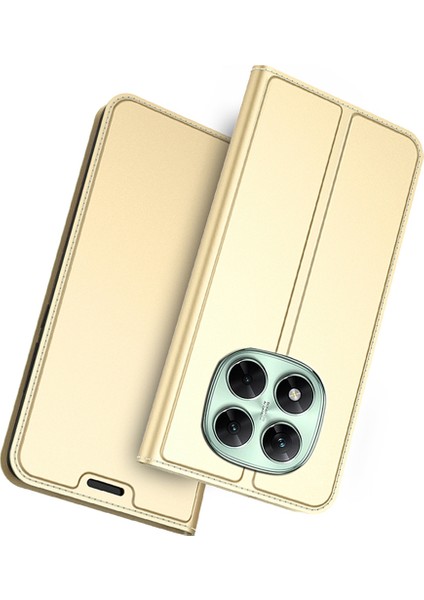 Xiaomi Redmi Note 14 Pro 5g Kılıf Pu Deri, Kart Tutucu Standı Manyetik Kapatma-Altın (Yurt Dışından)