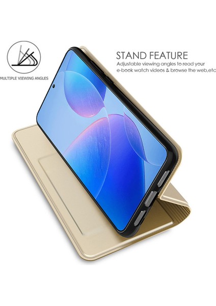 Xiaomi Redmi Note 14 Pro 5g Kılıf Pu Deri, Kart Tutucu Standı Manyetik Kapatma-Altın (Yurt Dışından)