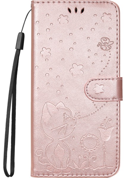 Xiaomi Redmi Note 14 4g (163.25X76.55X8.16MM) Deri Kedi Arı Desen Standı-Gül Altın (Yurt Dışından) fiyatları
